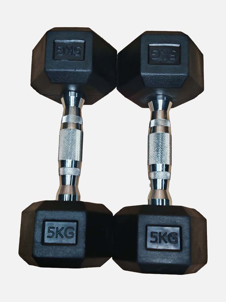 Pair of 5 kg Hex Dumbbells