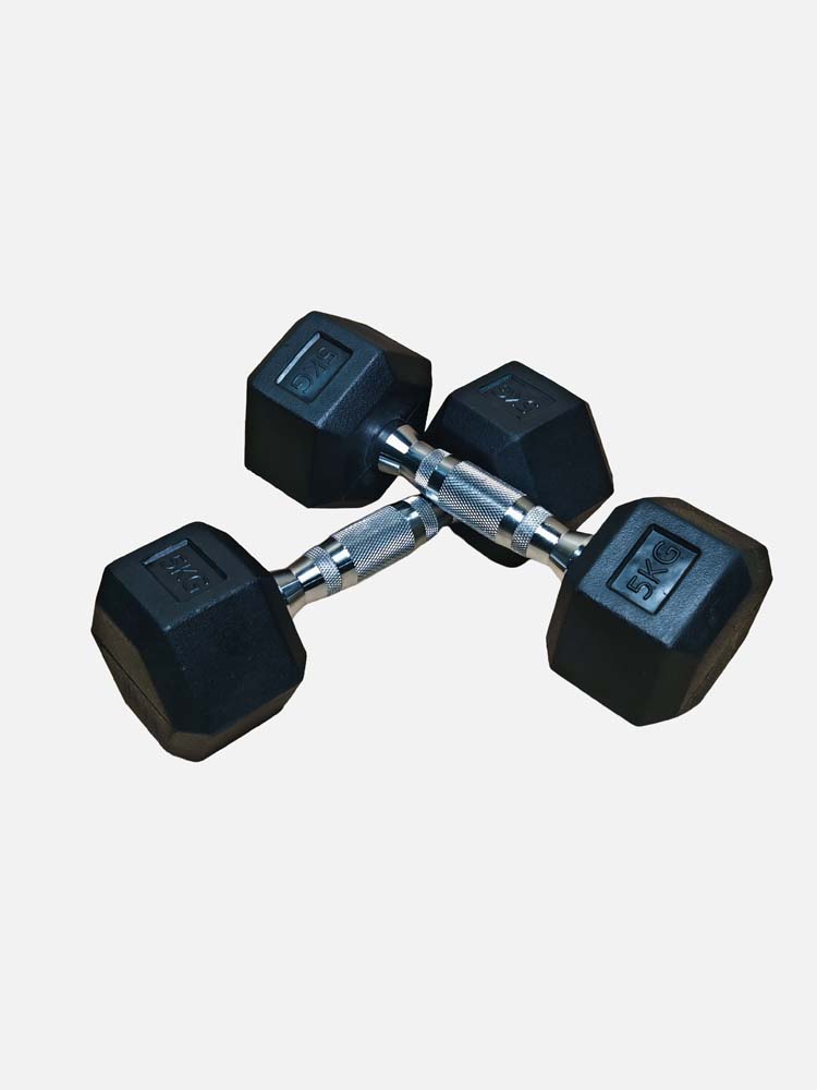 Pair of 5 kg Hex Dumbbells - Image 2